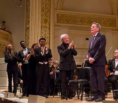 Pacific Symphony Composer Philip Glass at Carnegie Hall curtain call