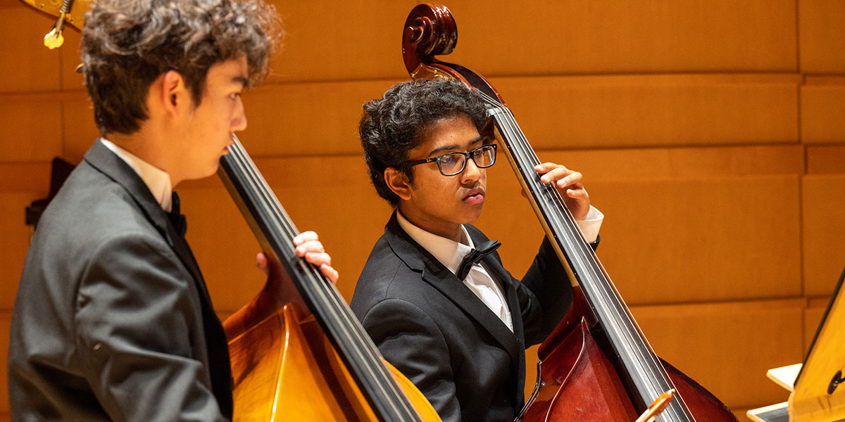 Pacific Symphony Youth Orchesta string bass players