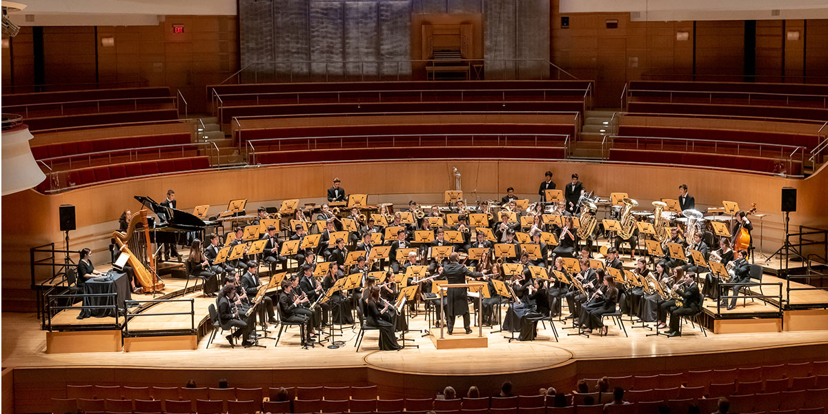 Pacific Symphony Youth Wind Ensemble on the stage of Segerstrom Concert Hall