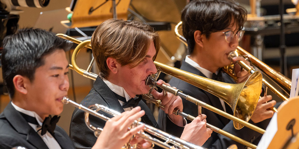 Pacific Symphony Youth Wind Ensemble trumpet and trombones