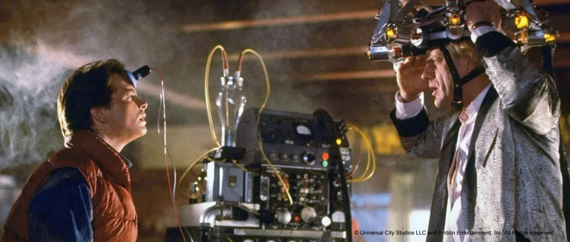 Scene from Back to the Future film - Marty with Doc