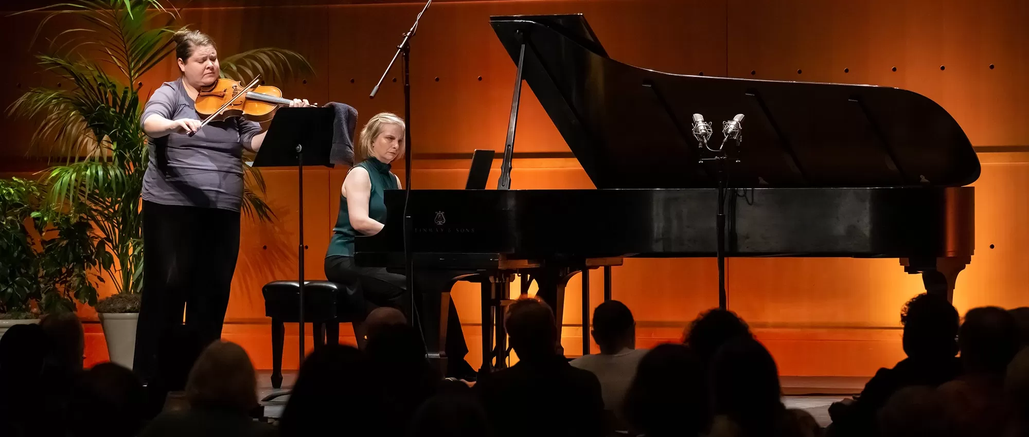 Violist and pianist on stage