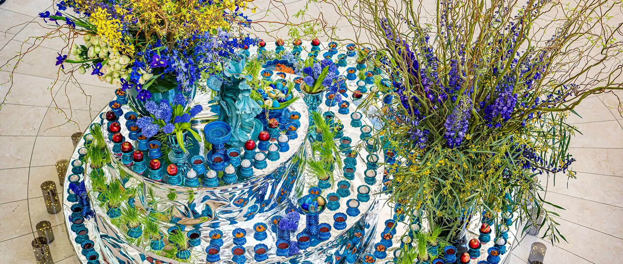 Haft-Sin table in the lobby of the Nowruz concert