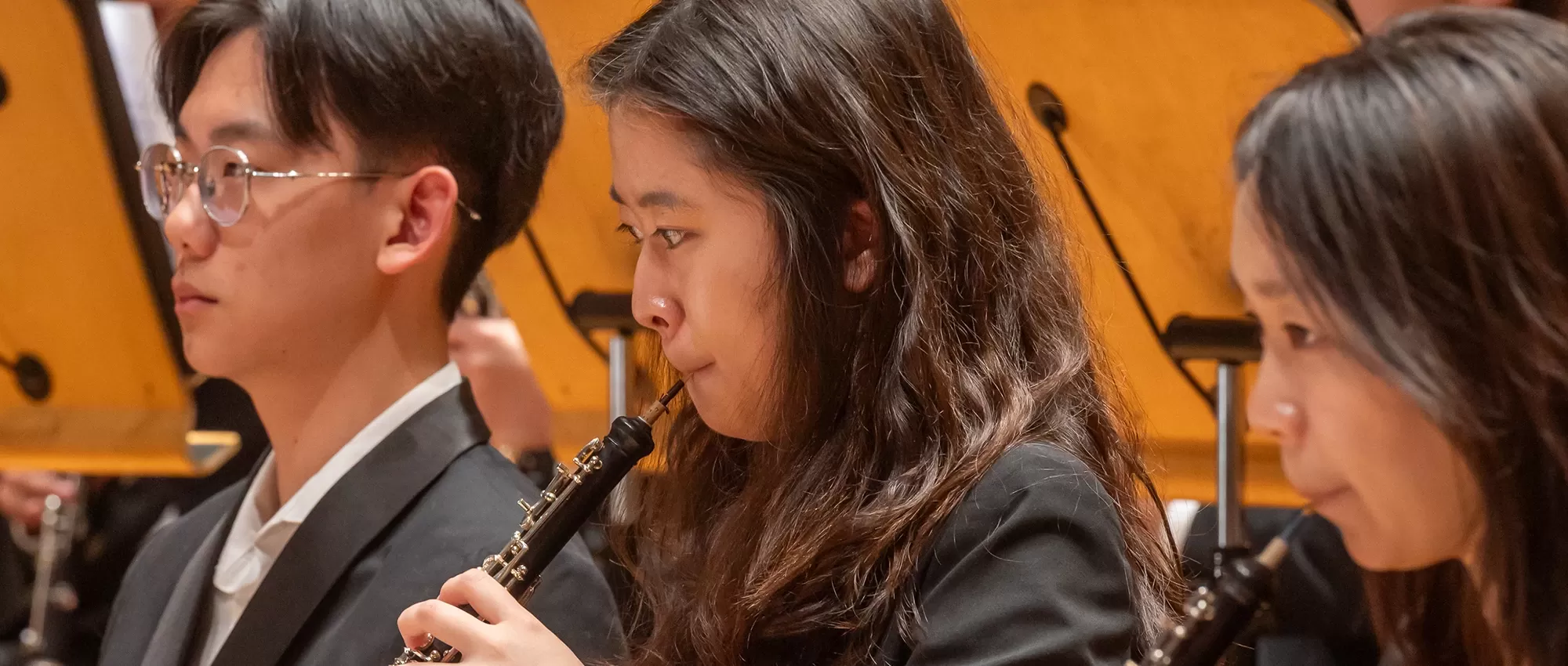 Oboe players in Pacific Symphony Youth Orchestra