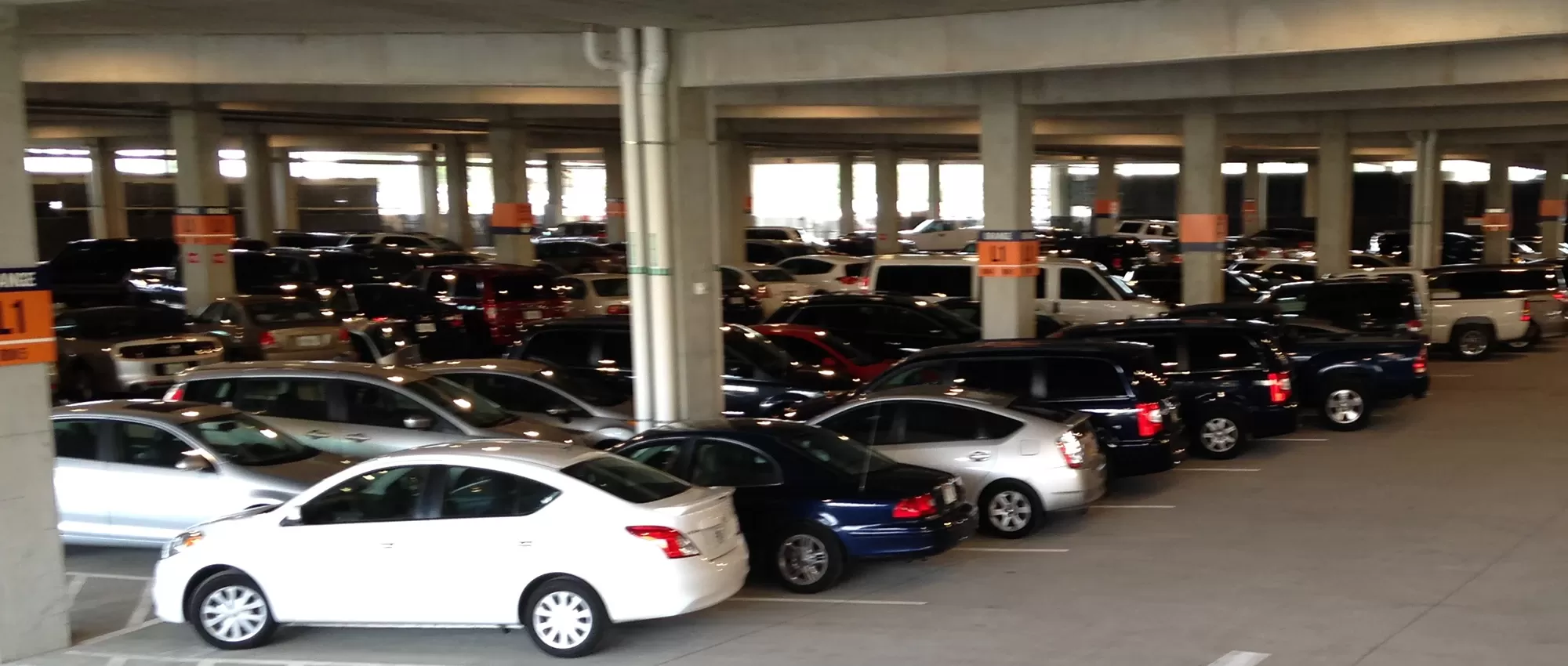 Photo of cars in a multi-story parking garage