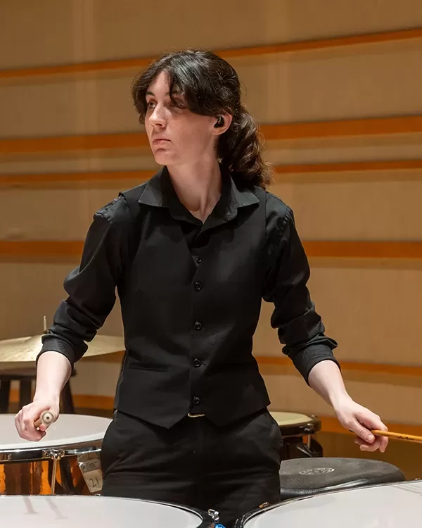 Timpani player with Pacific Symphony Youth Wind Ensemble