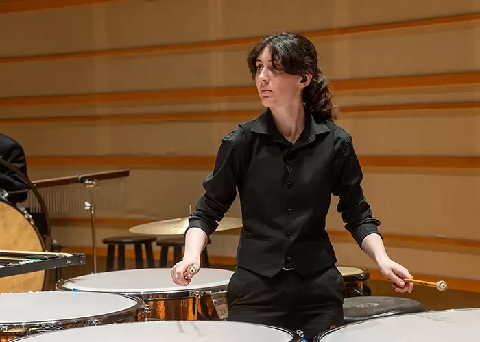 Timpani player with Pacific Symphony Youth Wind Ensemble