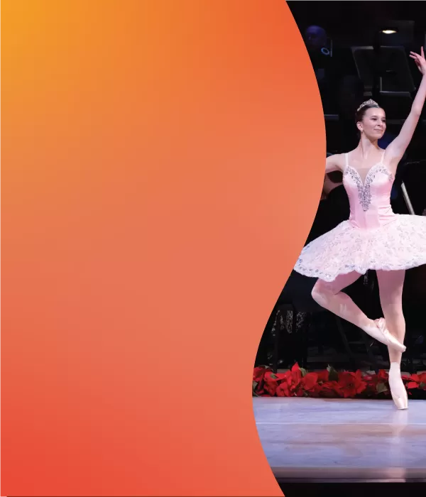 Ballet dancer on the concert hall stage from a scene in the Nutcracker
